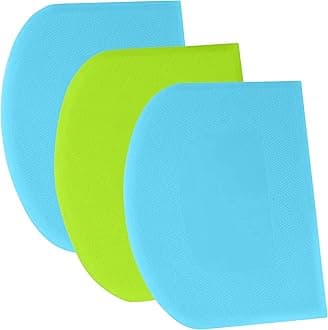 SURDOCA Dough Scraper Bench Scraper - 3P 7.1x4.9" Plastic Flexible Bowl Scraper, Sharp Edge & Angles Cake Scraper. Non-Slip Bakeware Decorating Tools Sculpting & Modeling Tools - Blue+Green+Blue