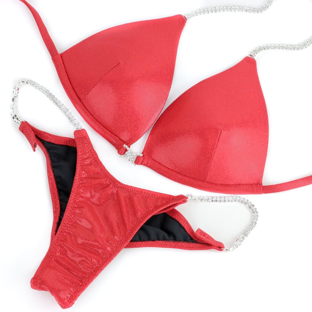 Vicky Ross Fit Plain NPC IFBB Competition Bikini (Red)