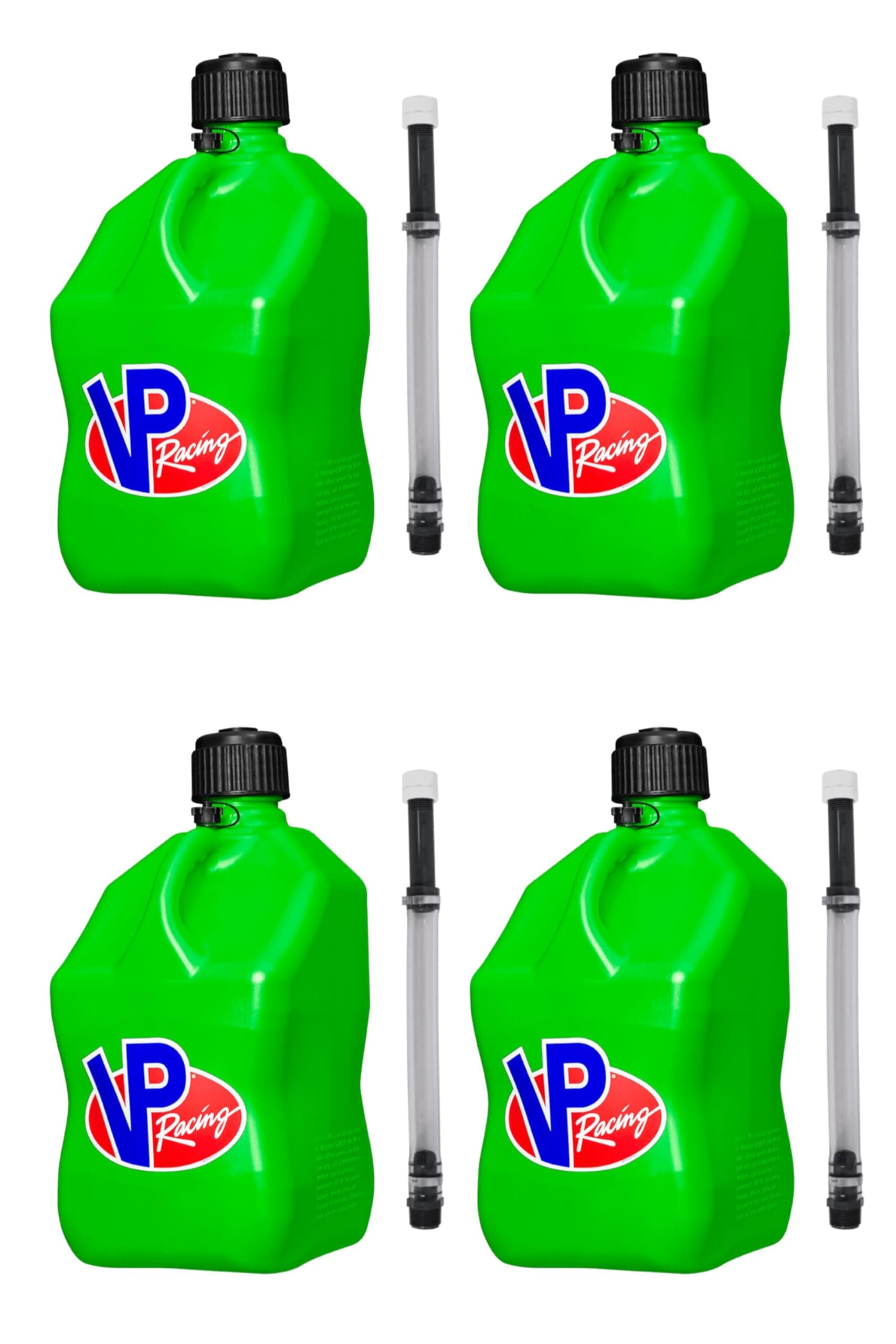 VP Racing Utility Container 5 Gallon - 4 Pack With 4 Deluxe Hoses Included Bundled by Evergreen Farm and Garden (Green)