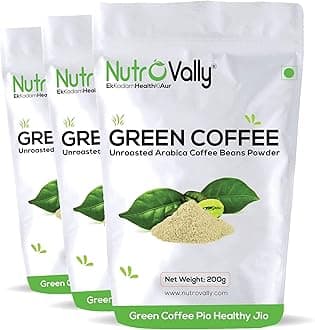 NutroVally Green Coffee Powder 3 x 200g | Flavored Instant Drink Rich in Chlorogenic Acid | Supports Metabolism, Energy & Detox | For Morning Routine, Fitness, Clean Eating | Vegan & Preservative-Free