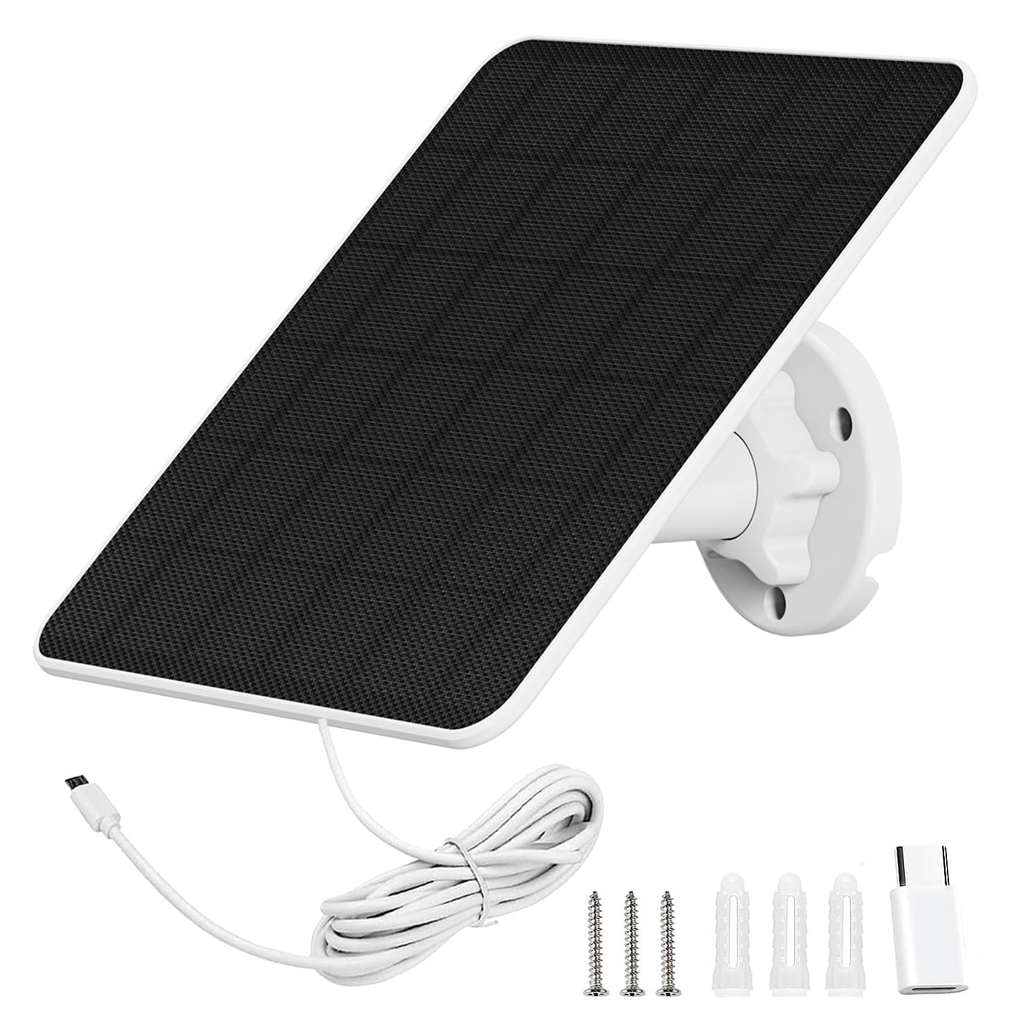 6W Solar Panel for Security Camera - Type-C & Micro USB, IP65 Waterproof, 360° Adjustable Mounting (YSY-CS05W)