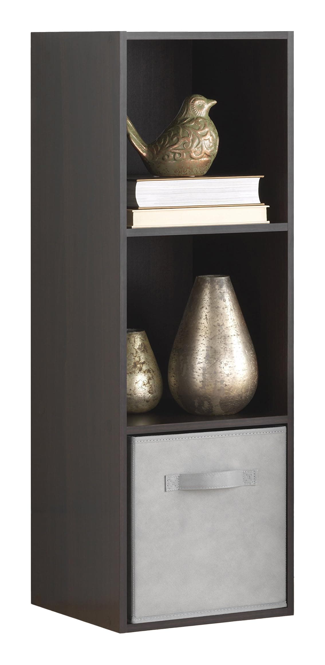 Whitmor 3 Cube Storage Organizer, 3 Tier Stackable MDF Wood Bookcase, Open Storage Display Bookshelf, Storage Cabinet for Living Room, Bedroom, Home, Office, 12.2" L x 11.7" W x 35.6" H, Espresso