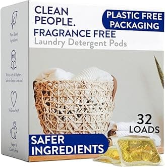 The Clean People Fragrance Free Laundry Detergent Pods - Hypoallergenic Laundry Pods - Ultra Concentrated, Recyclable Packaging, Stain Fighting - Fragrance Free, 32 Pack