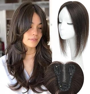 Hair Toppers for Women Real Human Hair,14inch Hairs Topper for Women No Bangs Top Extensions Pieces for Thinning Hairs Upgrade Lace Base 14inch