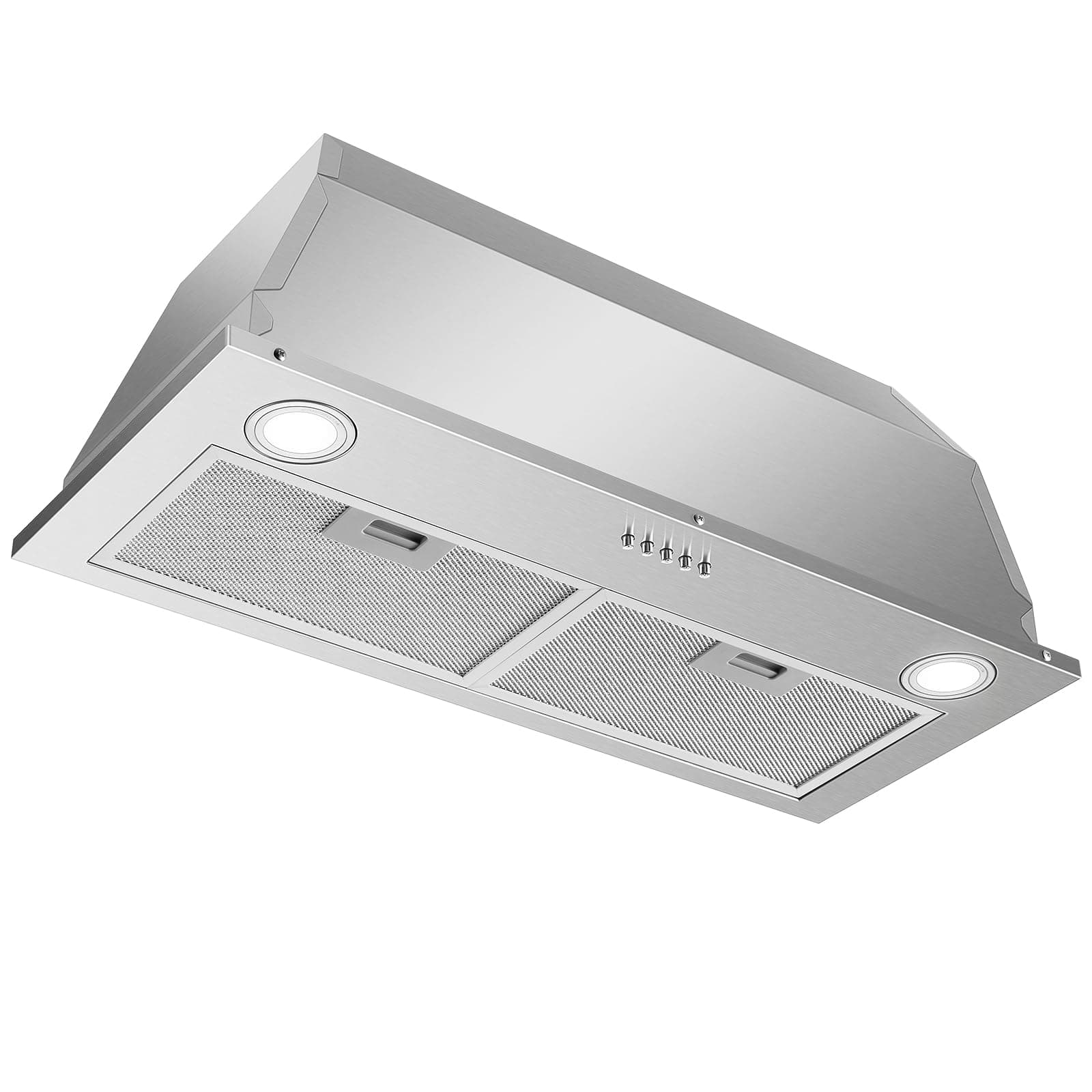 Range Hood Insert 30 Inch Stainless Steel Built-in Kitchen Hood with 600CFM, Ductless/Ducted Range Hood, Push Button Control, 3-Speed Fan, 2 Pcs Aluminum Filters
