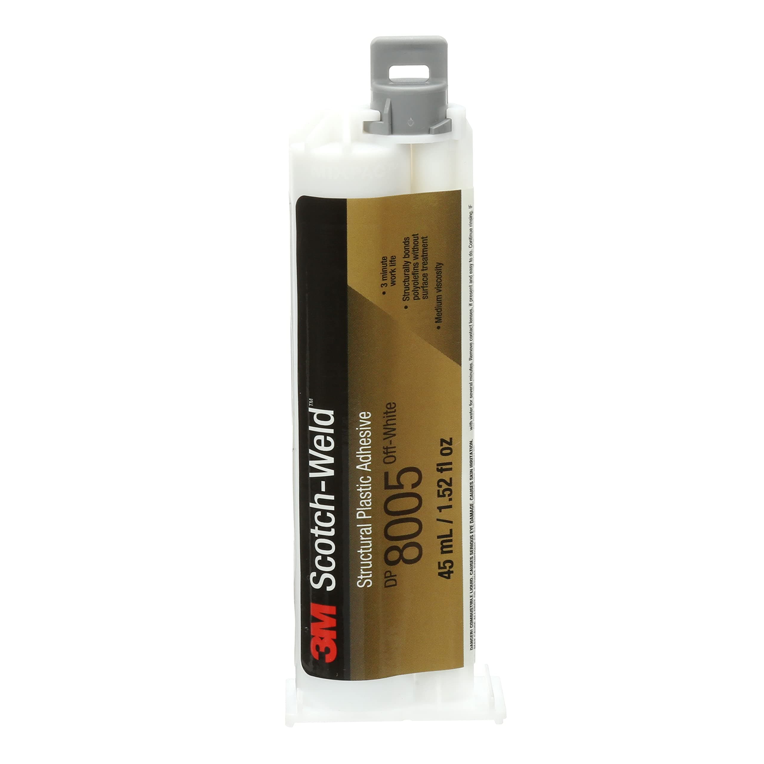 Scotch-Weld Structural Plastic Adhesive DP8005, Off-White, 45 mL Duo-Pak, 1 Each, Creates a Strong Bond on Low Surface Energy Plastics