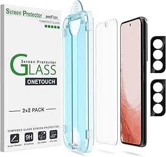 - OneTouch Screen Protector for Samsung Galaxy S22 Plus 6.6 inch, Samsung Galaxy S22 + 6.6 inch, 9H Hardness with Camera Lens Protector, Bubble Free, Tempered Glass, 2 Pack