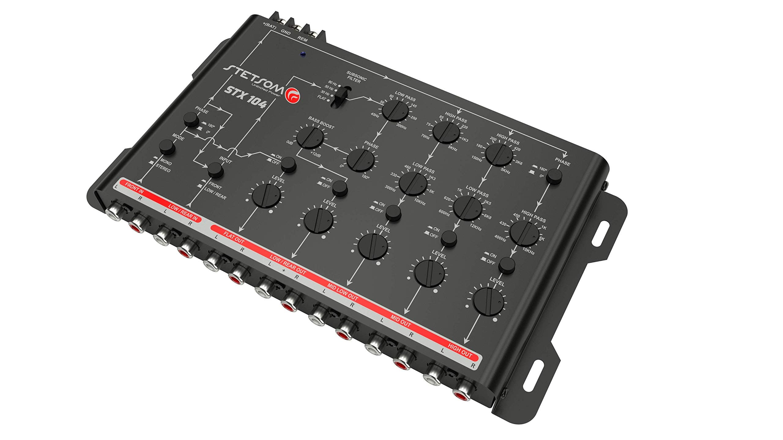 STX 104 PRO - Crossover, 5 Way Channels, Digital Electronic Car Audio, Output Signal Processor, Car Audio Crossover High Precision, Audio Crossover, Crossover Adjustment, Audio Equalization