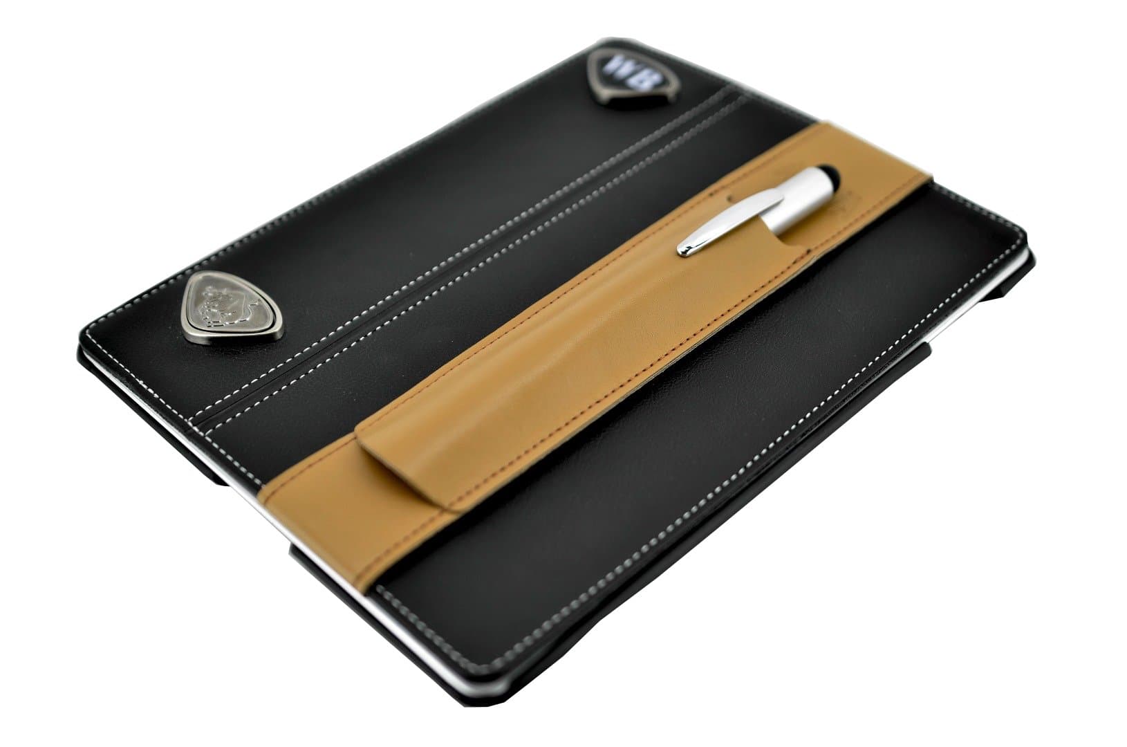 ALJAVA Pen Holder for Apple iPad & iPad Air with Hardcover - Leather Pen Case for Smartpen, Smart Pencils and Writing Tools - Leather Pen Pouch (Light Brown)