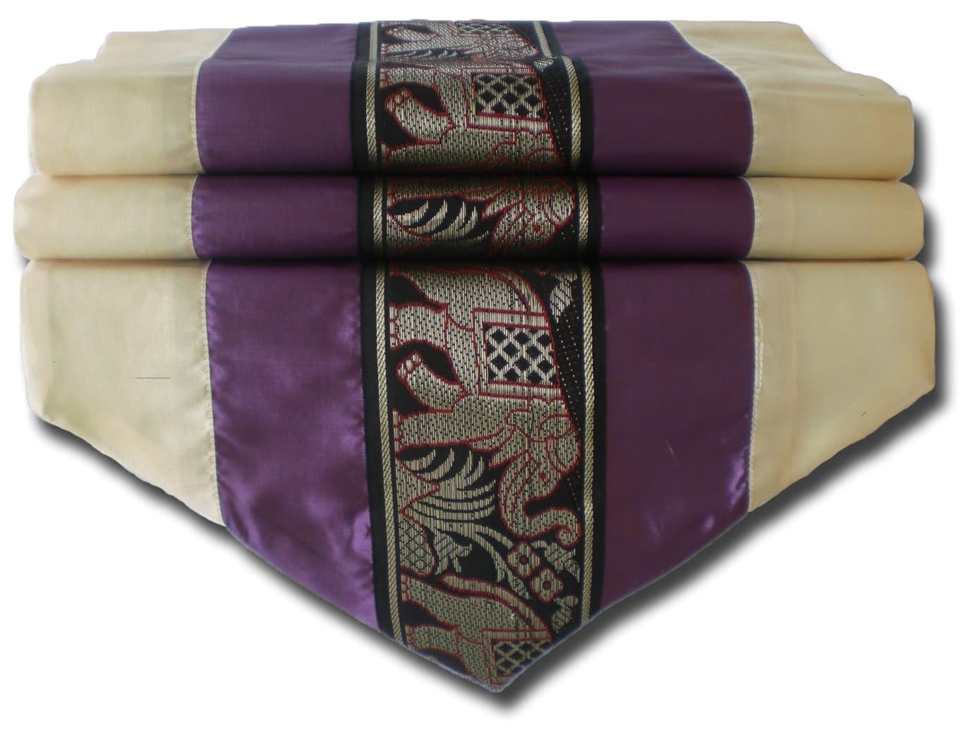 by soljo - tablecloth tablerunner table runner linen Thai Silk Elegant Elephant 150/200/250 cm x 32 cm many colors TC0130-TC0144 (purple, 150 cm x 32 cm)