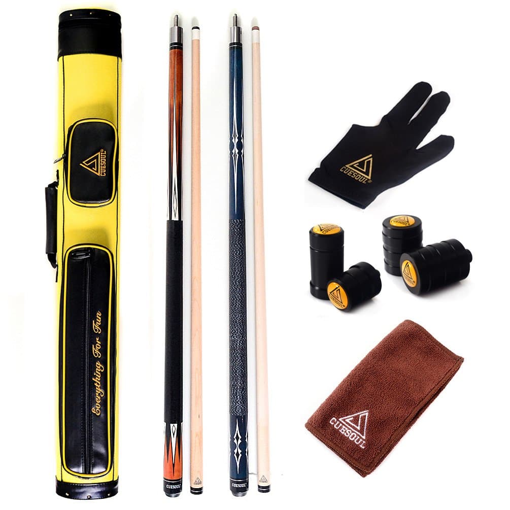 House Bar Pool Cue Sticks,Two Cue Sticks + 2x2 Pool Cue Case Hard