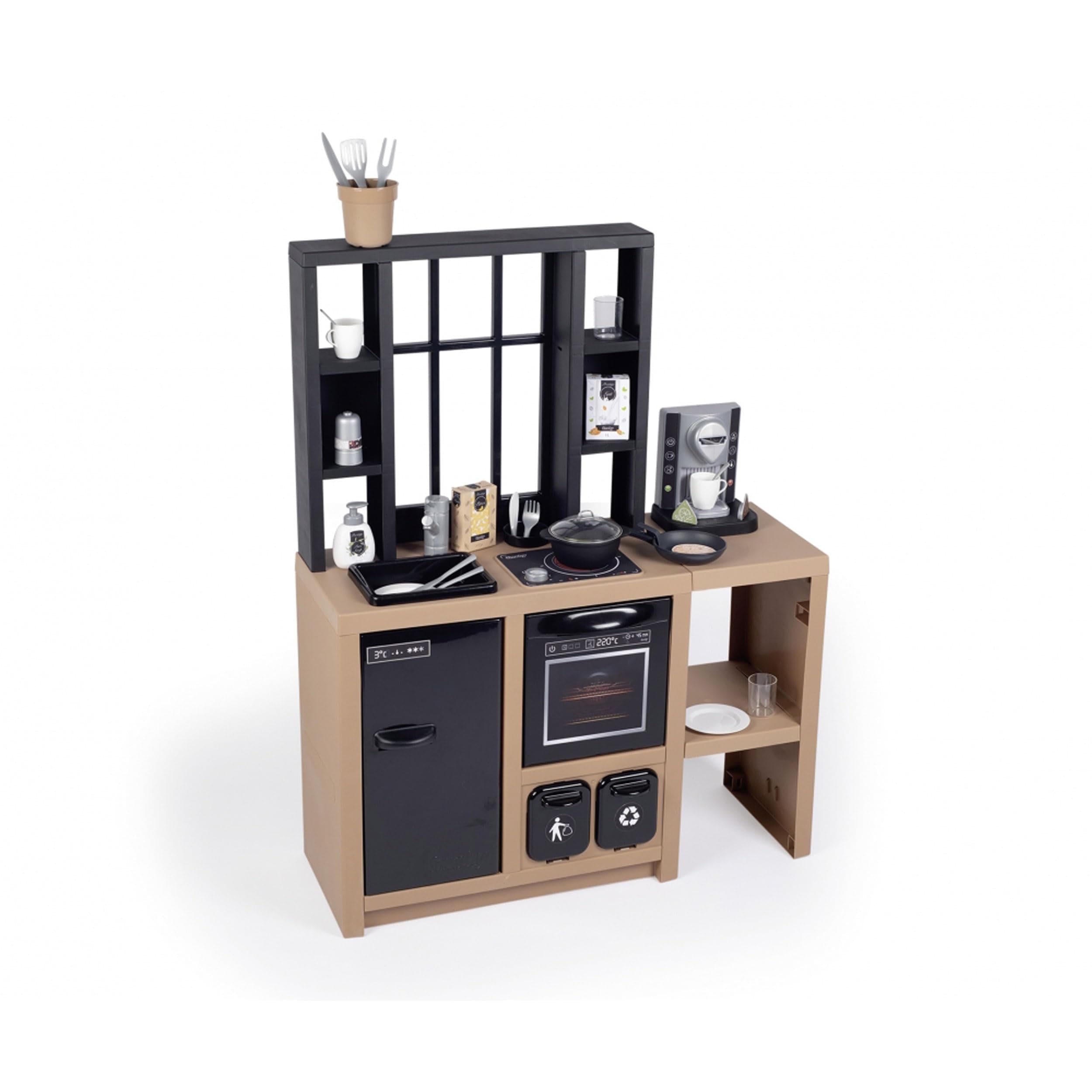 Kitchen Loft – Urban Style Kitchen Includes 32 Accessories, Stylish Shelving, Play Crockery and Cutlery. Ideal Educational Interactive Gift for a Little Chef