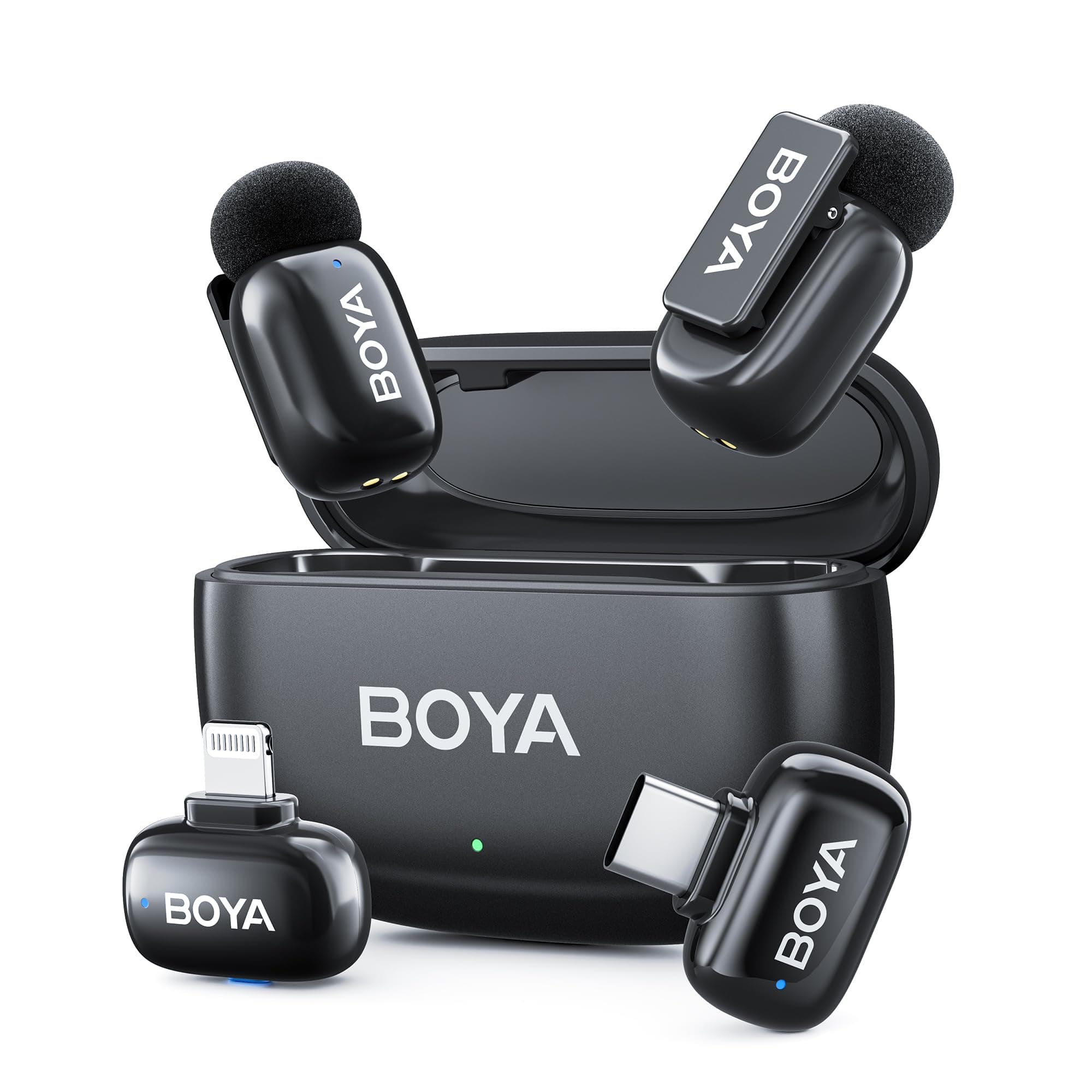 BOYA Mini 2 Wireless Lavalier Microphone with AI Noise Cancellation, App Control, 30H Battery Charging Case - for iPhone/iPad & Android, Mini Microphone for Video, Vlogging, TikTok Content Creator