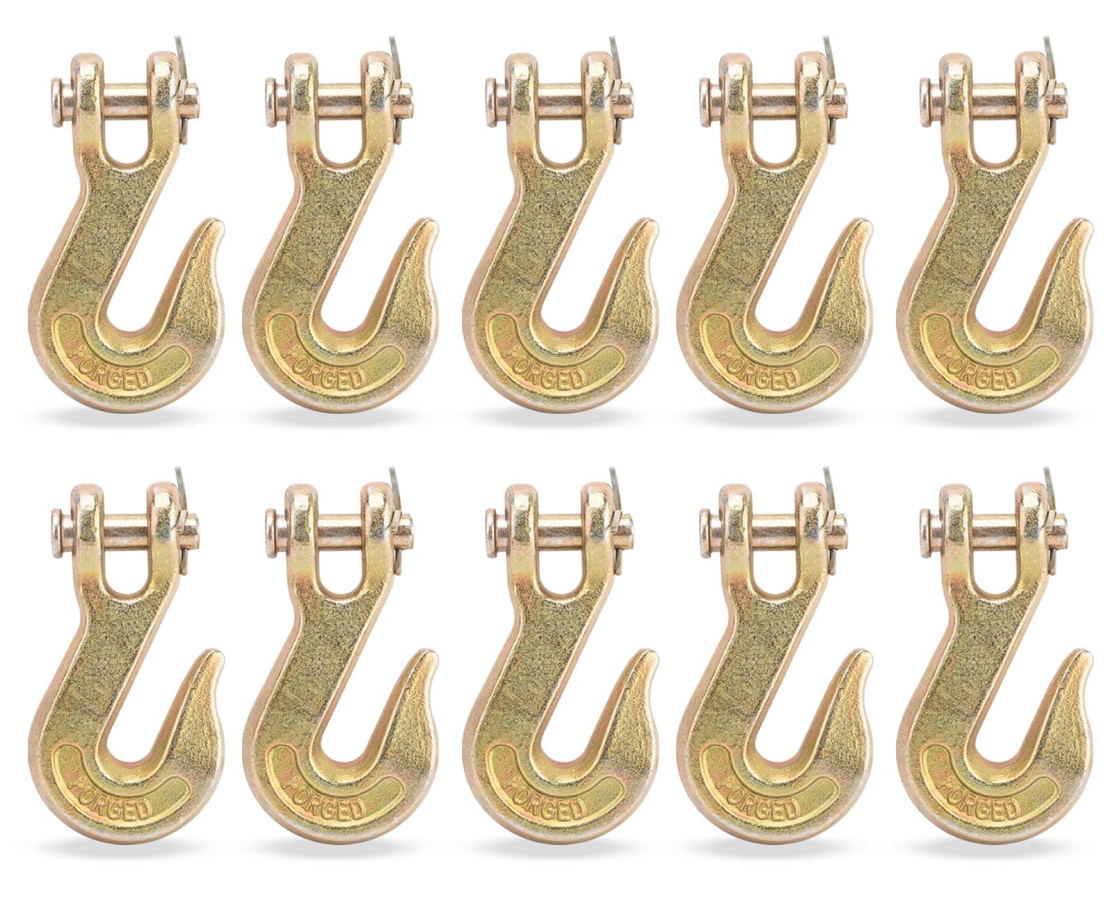 9TH SHOP 3/8 Clevis Grab Hooks, 3/8 Chain Hooks Grade 70 Heavy Duty Grab Hook Clevis 3/8" Pin 6600 lbs G70 for Truck Trailer Tow Chain Transport (10Pack)
