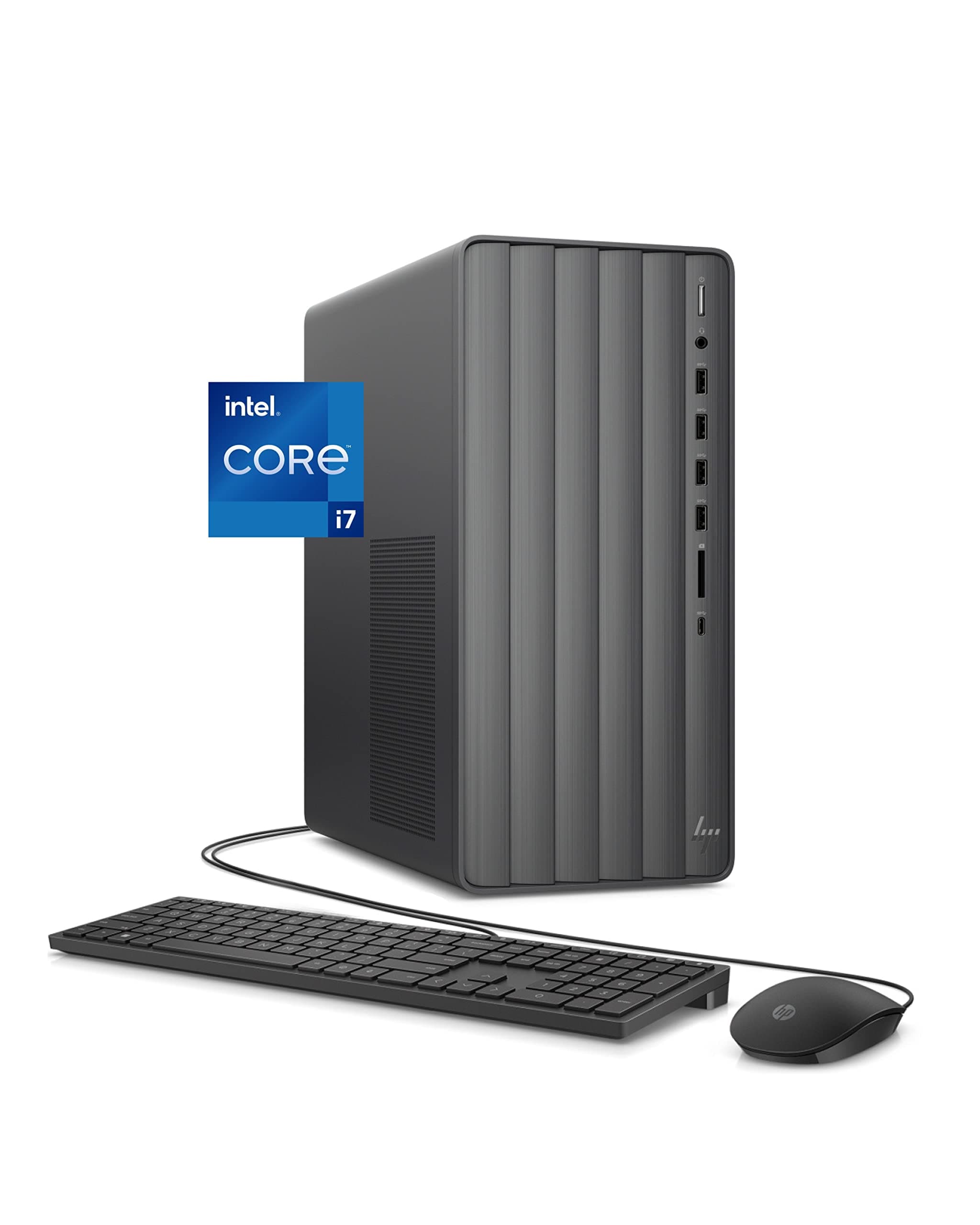 Envy Desktop, 12th Gen Intel Core i7-12700, 16 GB RAM, 512 GB SSD & 1 TB SATA Hard Drive, Windows 11 Pro, Wi-Fi & Bluetooth, Wired Keyboard & Mouse, Pre-Built PC Tower (TE01-3022, 2022),black