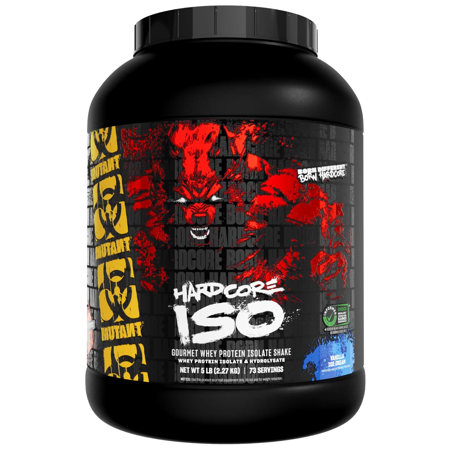 Hardcore ISO Whey Protein Isolate Powder Acts Fast to Help Recover, Build Muscle, Bulk and Strength, 5 lb - Vanilla Ice Cream