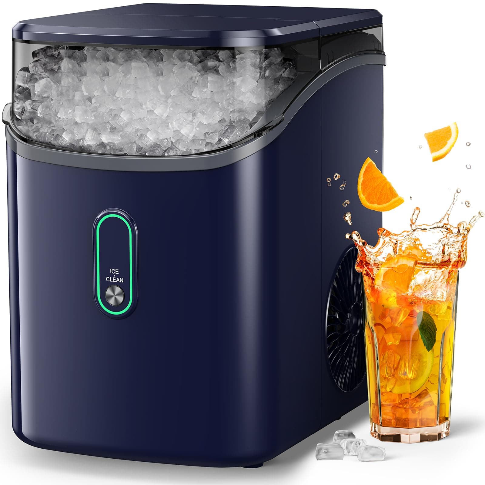 Silonn Nugget Ice Maker Countertop, Pebble Ice Maker with Crushed Ice, One-Click Operation Ice Machine with Self-Cleaning, 33lbs/24H for Home, Kitchen, Office, Blue