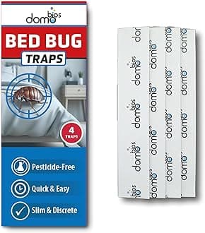 DOMOBIOS Bed Bug Traps | 2 Packs of 4 Sticky Monitoring Traps | Unique Bed Bug Detector | Tested. More Effective Than Other Traps | Apply to Bed Frames, Headboards, Mattresses, and Furniture (8)