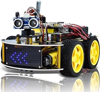 keyestudio smart car robot,4wd programmable diy starter kit for arduino for uno r3,electronics programming project/stem educational/science coding robot for teens adults,15plus , 145, KS0470-U