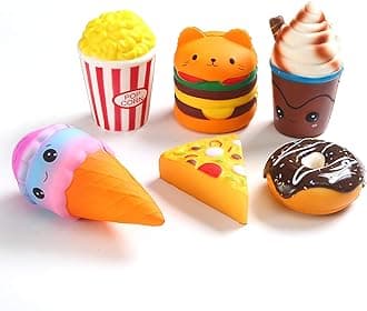 6pcs Slow Rising squishies Squishy Toys Jumbo squishies, Hamburger Popcorn Cake Ice Cream Pizza Kawaii Squishy Toys or Stress Relief Squeeze Toys Party Favors for Kids Adults Decorative Props