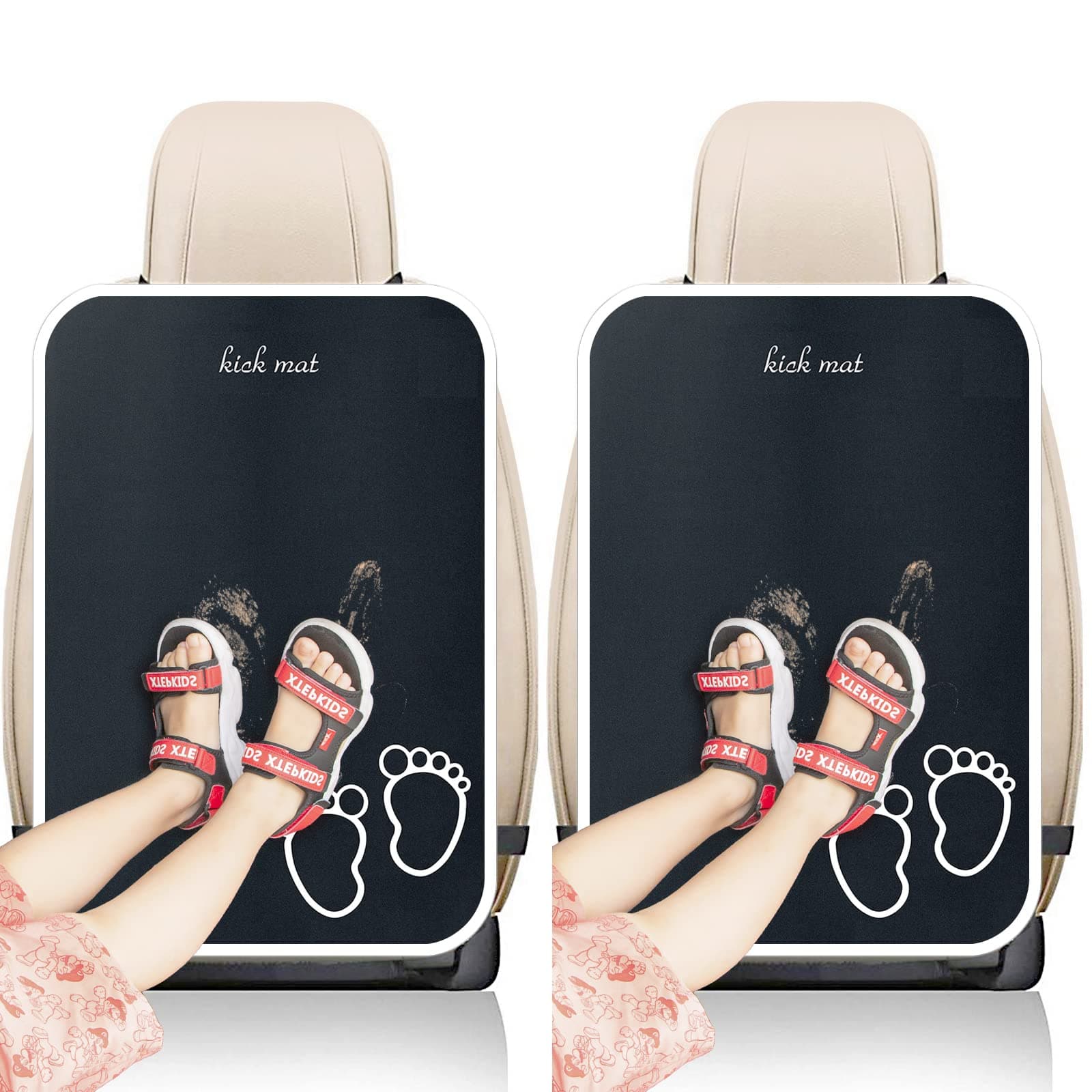 Car Seat Protector 2 Pack, Back Seat Cover for Kids, Kick Mats Carseat Protectors Front Seat Covers for Vehicle Truck SUV