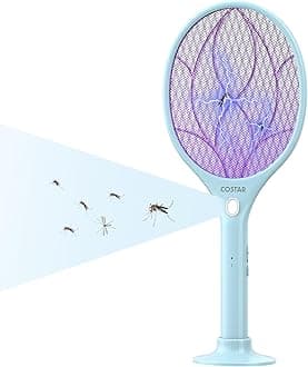 COSTAR 2 Modes Mosquito Racket with LED Light, UV Light Lamp Electric Fly Swatter, Mosquito Bat Rechargeable Lithium-ion Battery, Bug Zapper for Indoor Outdoor Use