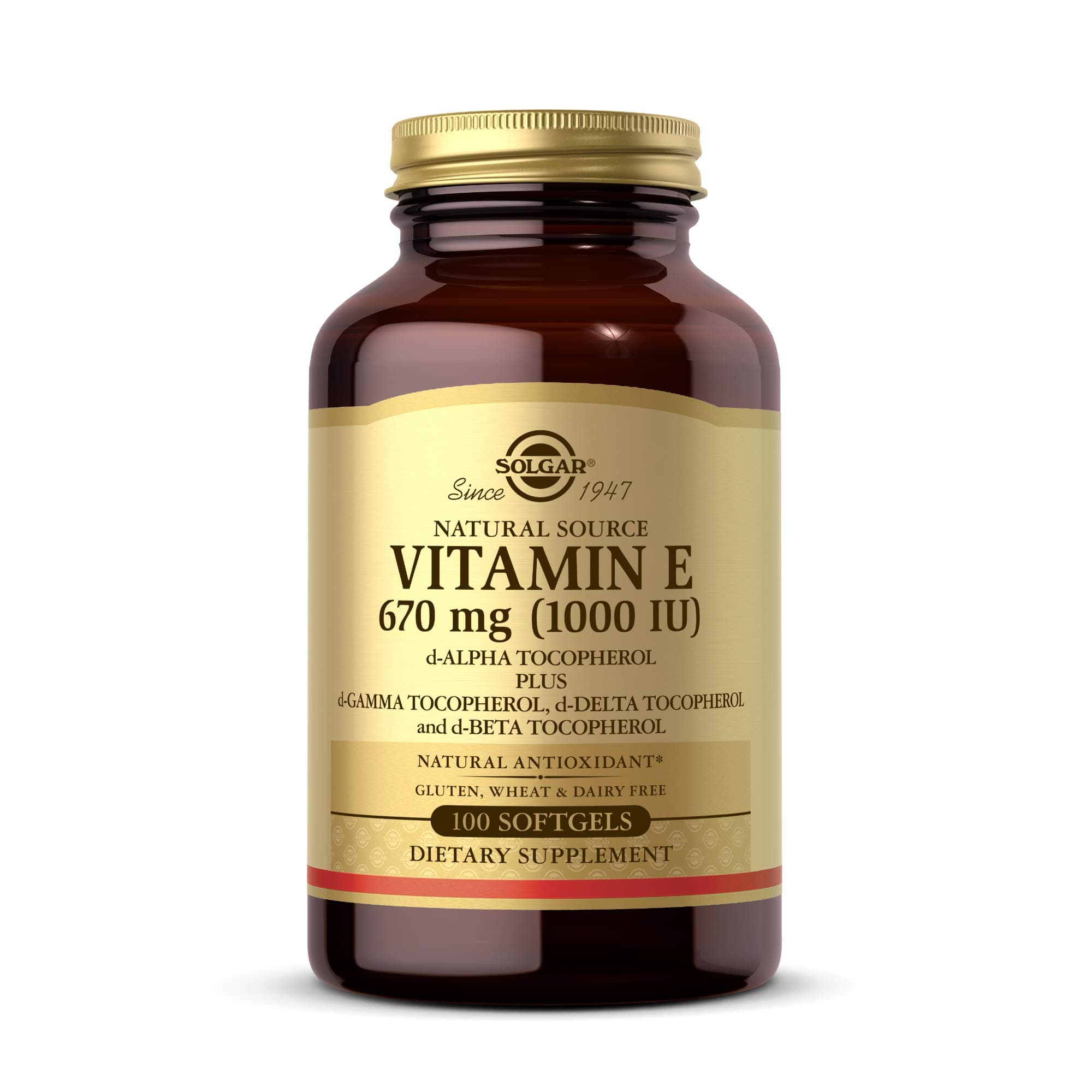 Natural Source Vitamin E 671mg - Supports The Immune System - Protects Cells from Oxidative Stress - 100 Softgels