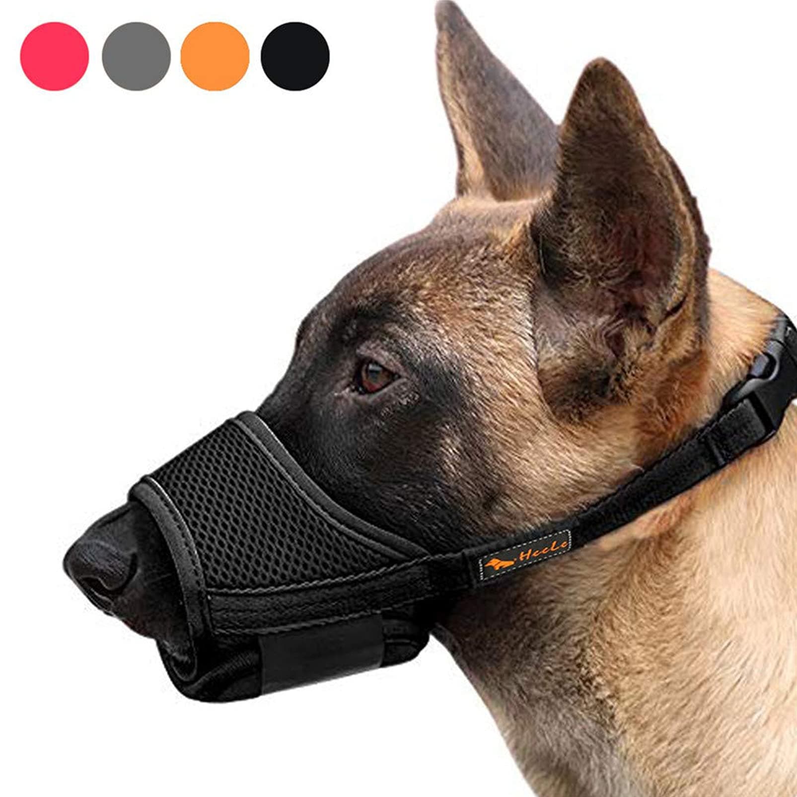 Dog Muzzle,Soft Nylon Muzzle Anti Biting Barking Chewing,Air Mesh Breathable Drinkable Adjustable Loop Pets Muzzle for Small Medium Large Dogs 4 Colors 4 Sizes (Black, L)