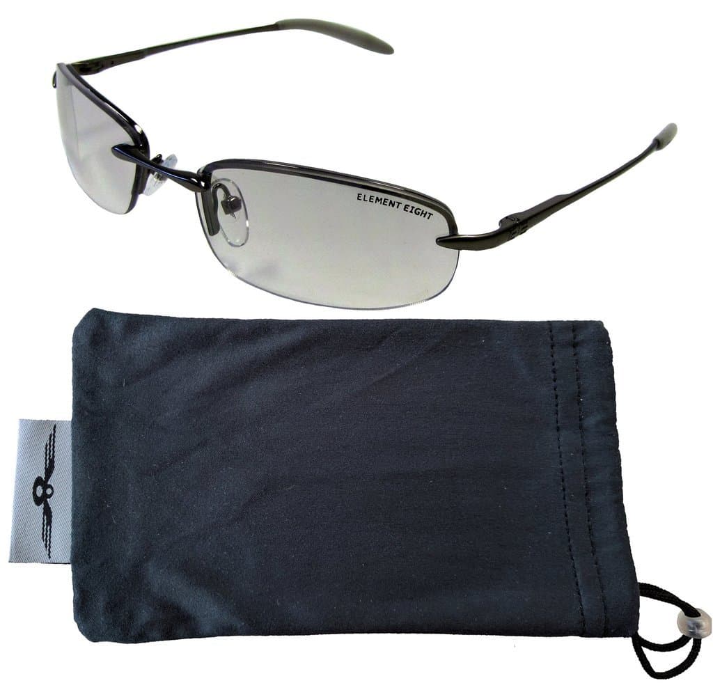 E8 Element Eight Metal Wire Frame Sunglasses Semi-Rimless – Gun Metal Frame – Platinum Clear Lens