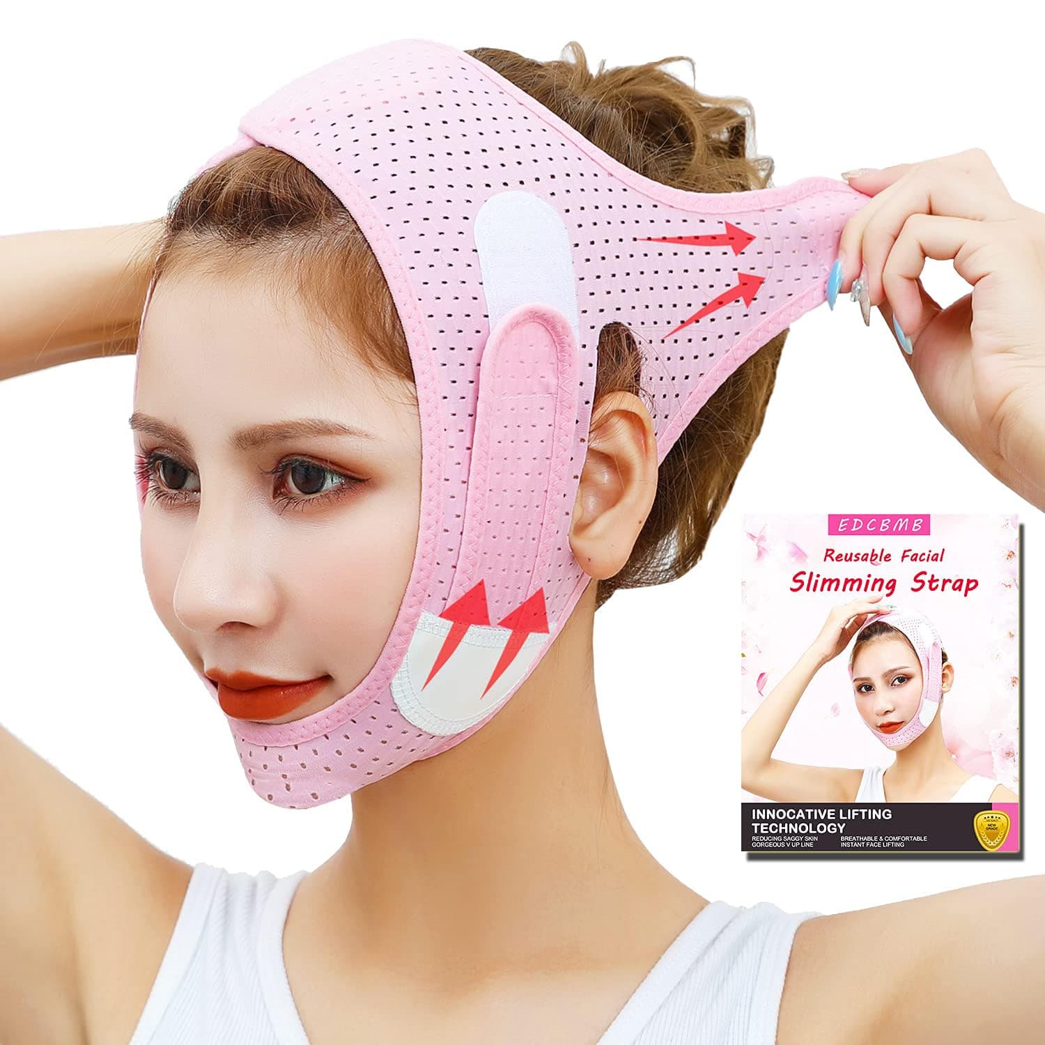 Double Chin Reducer Face Slimming Strap Chin strap for sleeping Jaw Exerciser V Shaped Mask Eliminator Remover Tape Belt for women Anti- Wrinkle Face Mask Lifting Bandage for Shaggy Skin