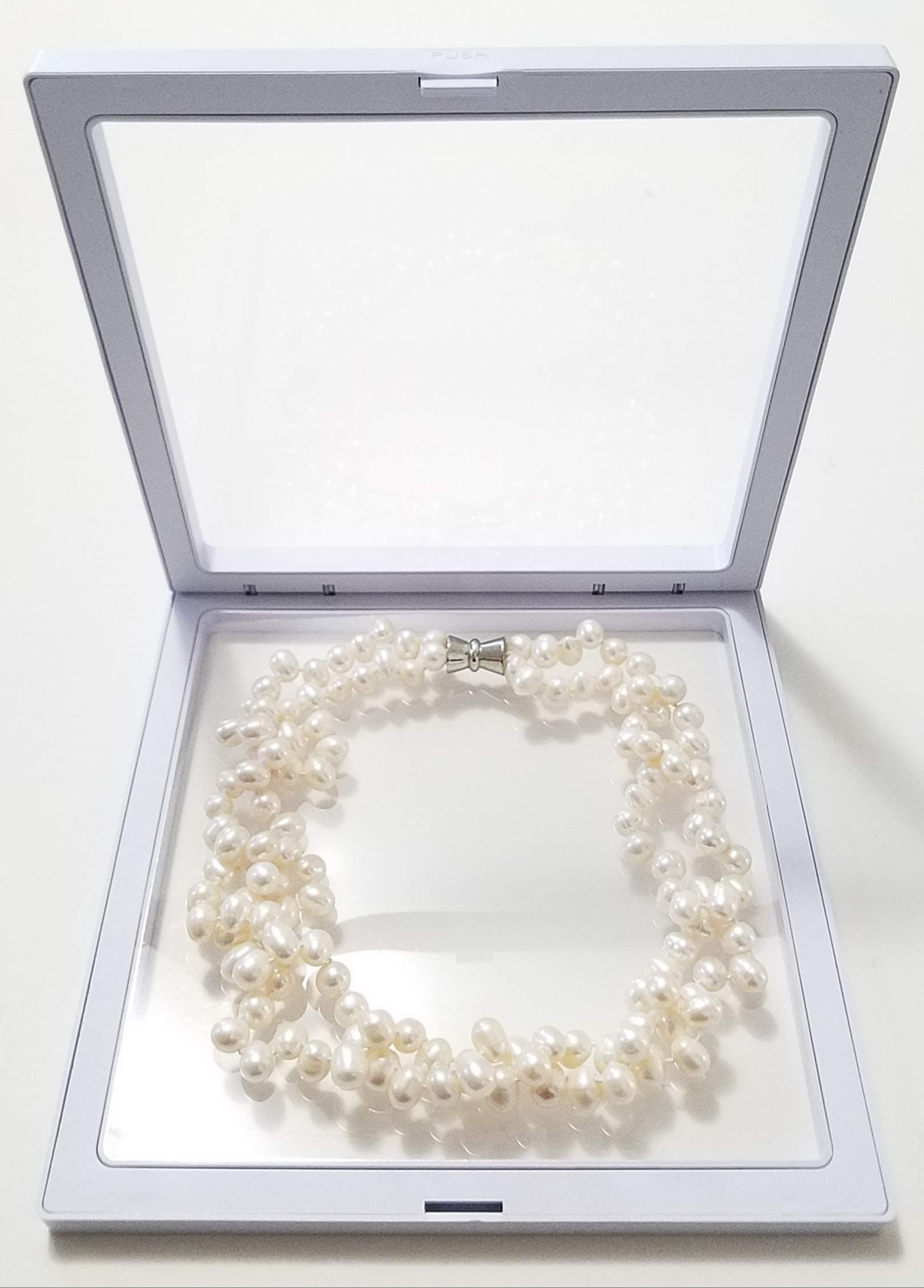 JMJM Extra Large Set of 10 Transparent 3D Floating Frame Display Holder/Box/Frames for Challenge Coins, AA Medallions, Antique, Jewelry, Gift, White, 7 x 7 x 0.75 Inches