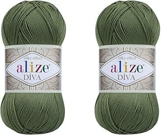 Alize Diva Yarn 100% Microfiber Acrylic Yarn 2 Skeins 200gr 767 yds (79 - Basil)