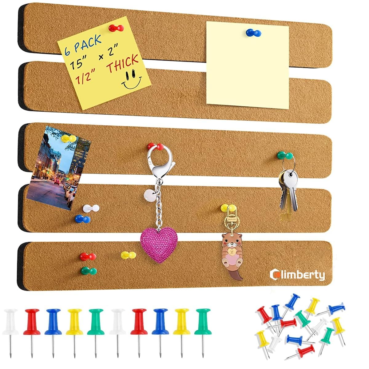 - Climberty® 5 Pack Felt Bulletin Board, Felt Message Board with 35pcs Drawing Pins, Self-Adhesive Lightweight Bulletin Board Strips for Paste Notes, Photos, Schedules (Brown)