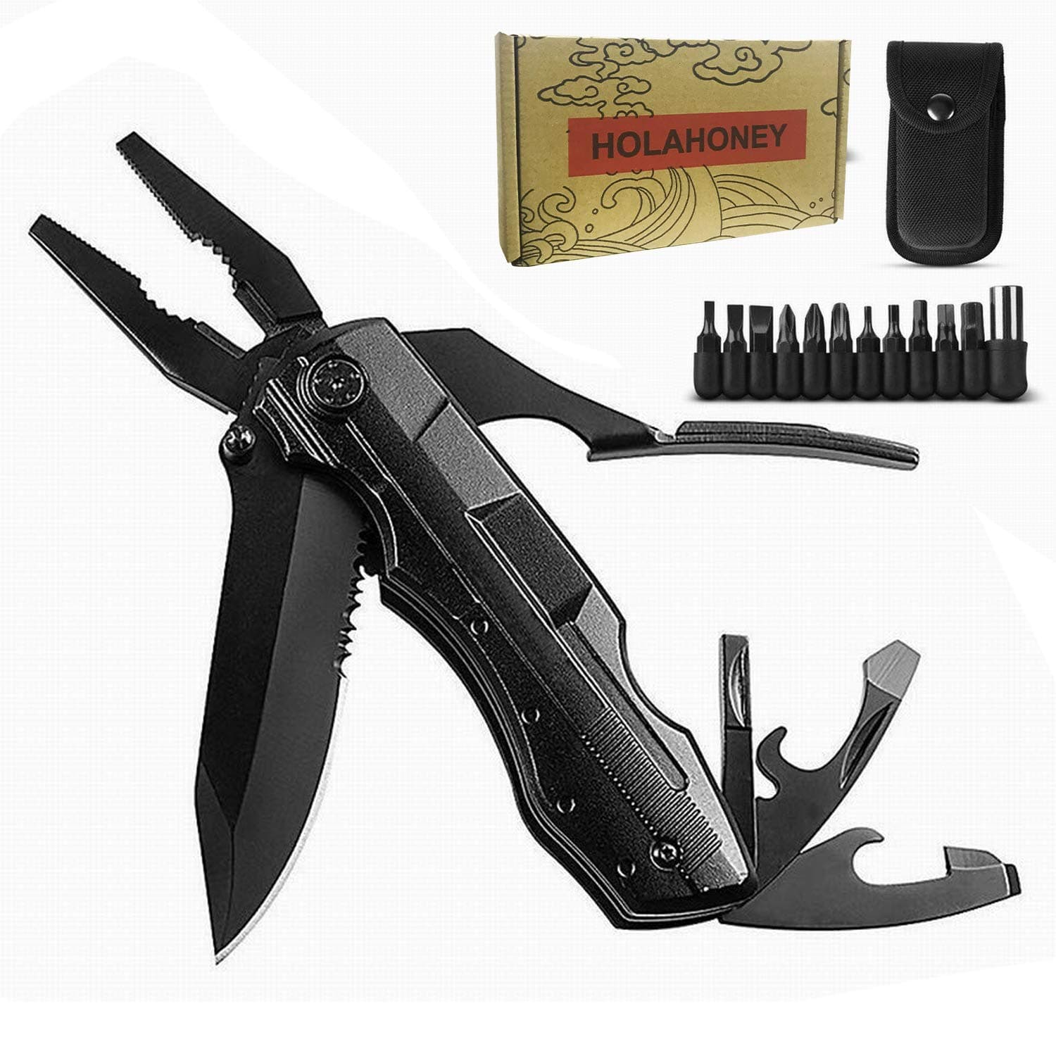 Pocket Multitool with Saw, Plier, Screwdriver, Bottle Opener, Foldable Built with Full Stainless Steel, Camping Emergency Outdoor Tool (9 IN 1)