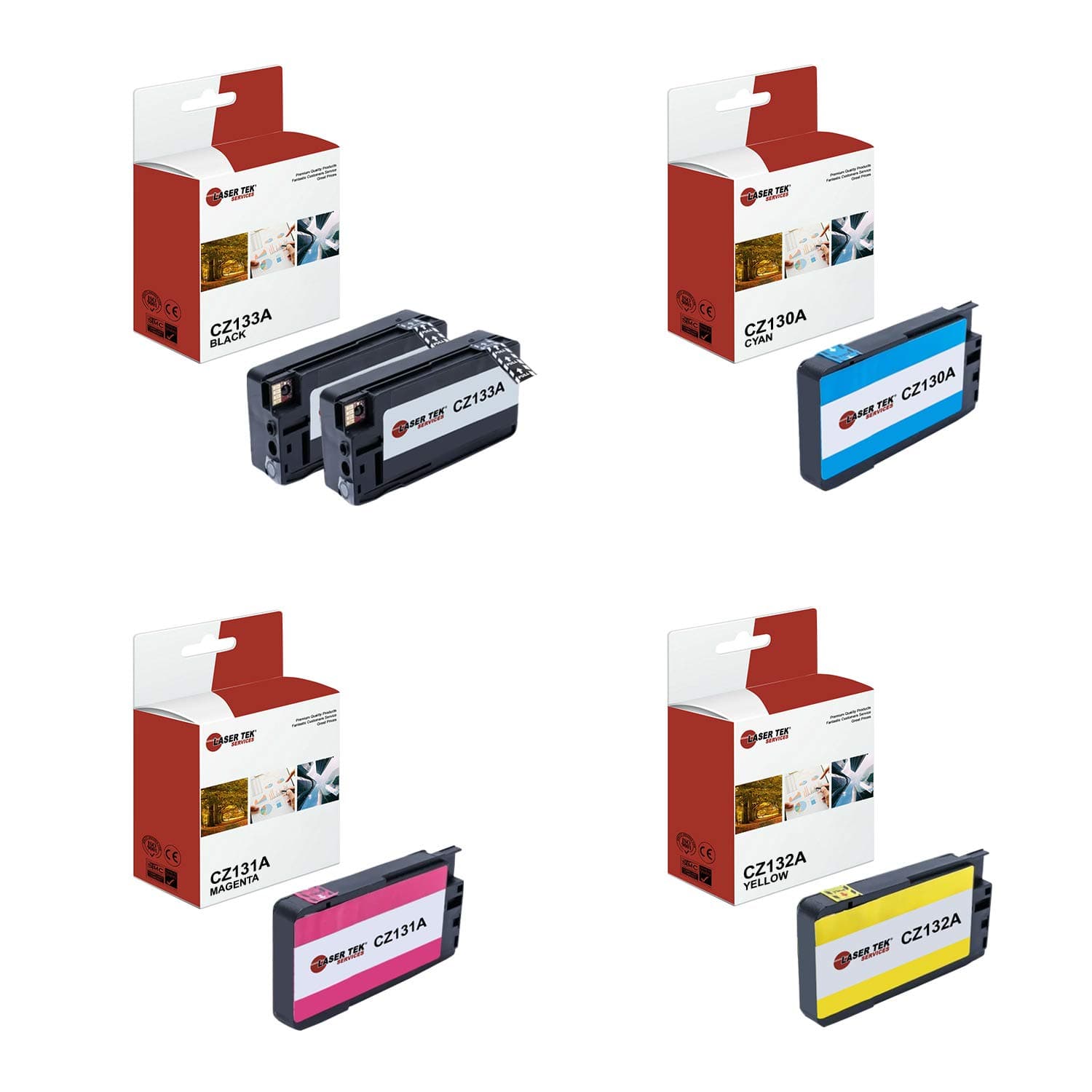 Laser Tek ServicesCompatible High Yield Ink Cartridge Replacement for Hp 711XL CZ133A CZ130A CZ131A CZ131A Works with HP DesignJet T120 T125 T130 T520 Printers (Black, Cyan, Magenta, Yellow, 8 Pack)