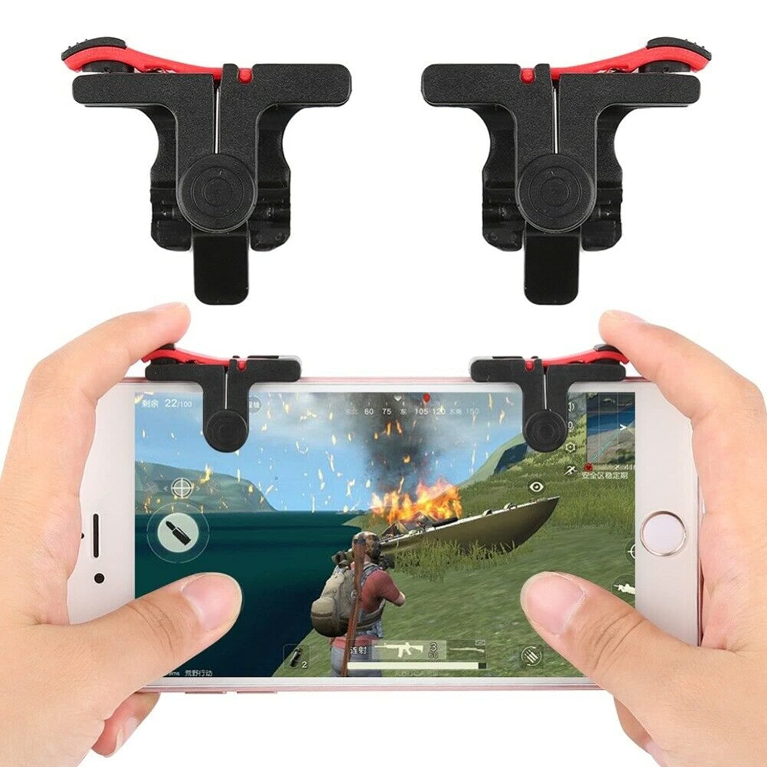 SKEIDO PUBG Trigger Mobile Game Fire Button Aim Key Smart phone Gaming Trigger L1 R1 Shooter Controller - iPhone