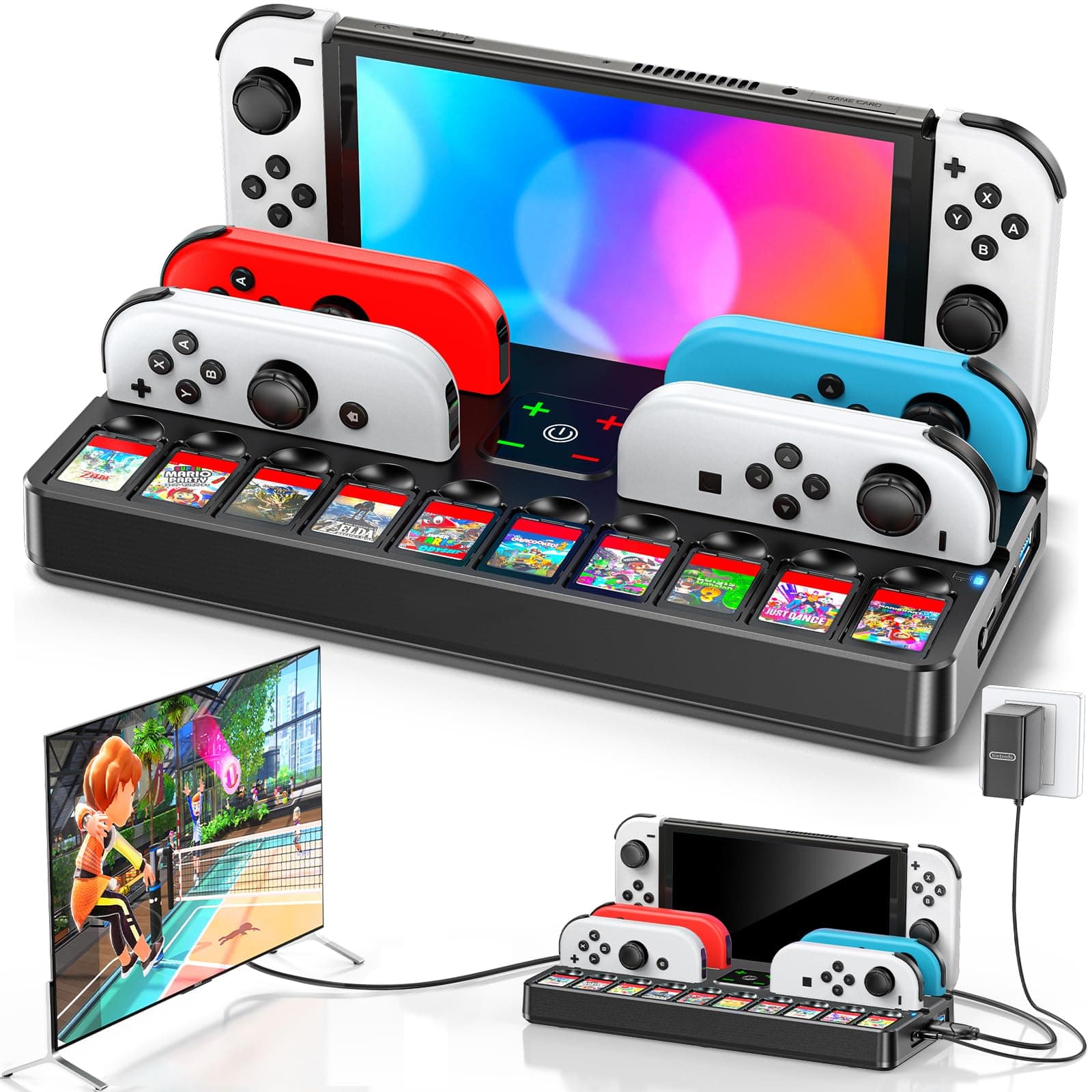 Switch OLED/Switch TV Dock, Tokluck Switch Dock, TV Output, HDMI Converter, Joy-Con Charging Stand, USB Port 3.0, Holds 10 Game Cards