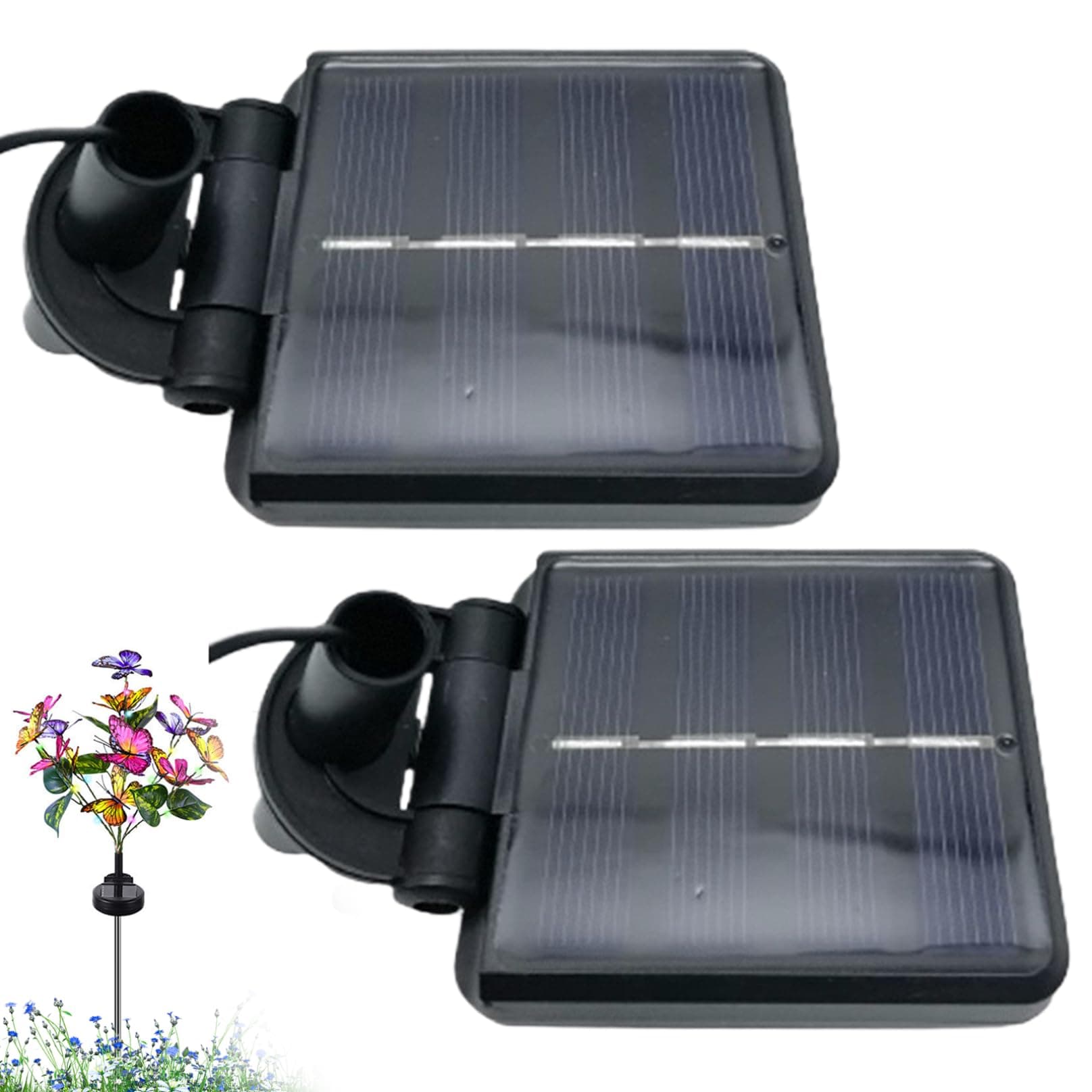 2pcs Replacement Solar Light Parts 2.5x3 Inch Solar Light Replacement Top with Waterproof Battery Box Replacement Solar Light Tops with Light Sensor for Outdoor Garden, replacement solar light tops