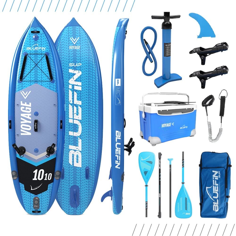 Bluefin SUP SUP Package | 10’10 Stand Up Inflatable Paddle Board | Integrated Stabilizers | Extra Wide Deck | 6” Thick | Fibreglass Paddle | All Accessories | 5 Year Warranty