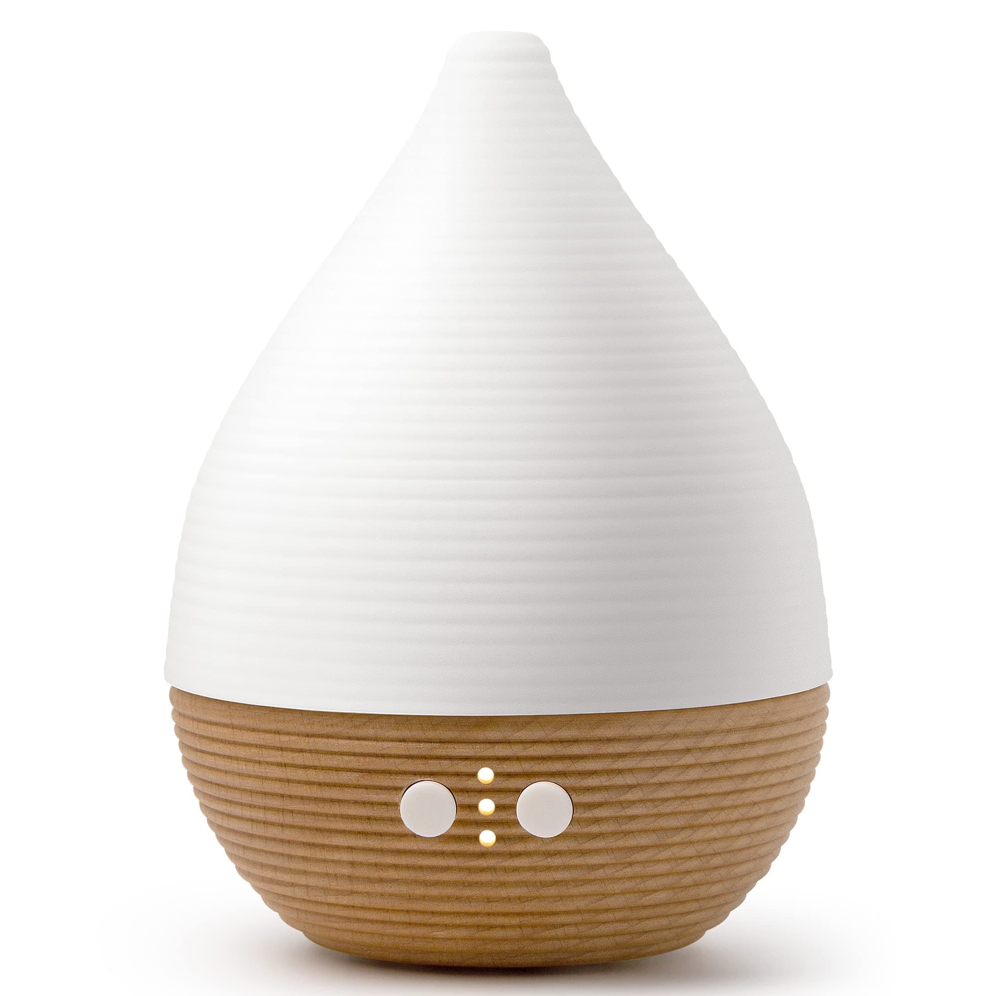 Teo Aroma Best Essential Oil Diffuser, Scent and Fragrance Aromatherapy Humidifier - Now with Handmade Ceramic, FSC Certified Beech Wood, Belgian modern Design, Timer, LED Light, Long Cord, Silent Fan