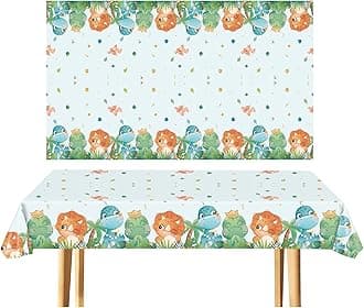 2Pcs Dinosaur Table Cloth Baby Party Tablecover,137*274cm Plastic Waterproof Party Tablecloth Dinning Table Decorations for Kids Boys Girls Birthday Wedding Picnic Baby Shower Party Supplies