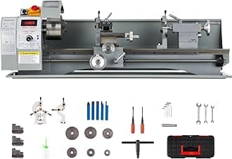 CREWORKS 1100W 8.7" x 29.5" Metal Lathe,220mm x 750mm Benchtop Metal Lathe w 3-Jaw Chuck,50-2250 RPM Power Mini Lathe for DIY Machining Wood & Metal Working Tool