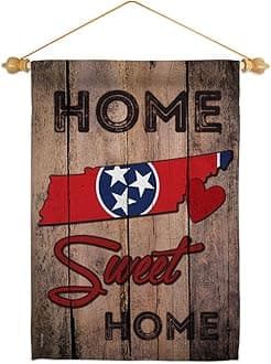 State Tennessee Home Sweet Garden Flag Set Wood Dowel Americana States USA American Territories Republic Country Particular Area Small Decorative Gift Yard House Banner Double-Sided Made In 13 X 18.5