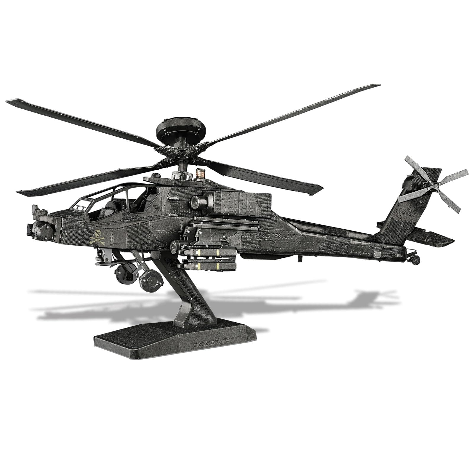 Piececool 145pcs 3D Metal Model Kit AH-64 Apache Military Helicopter Airplane Model Building Kit for Adults and Teens Men Hobby DIY Brain Teaser Puzzle Birthday Gift