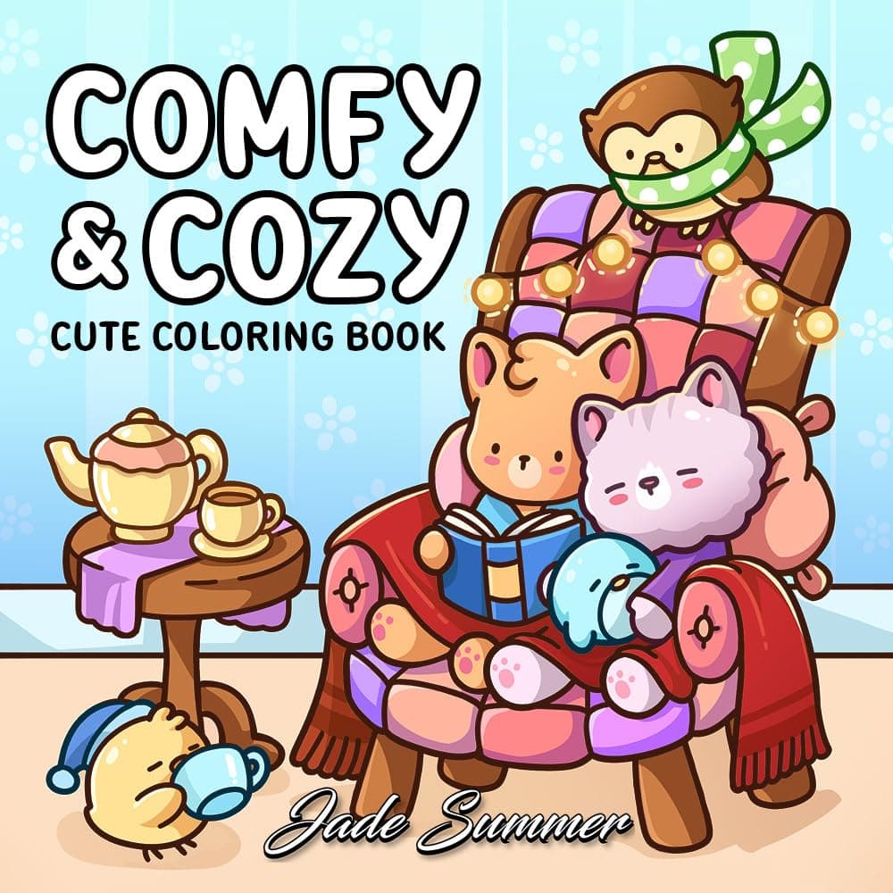 Comfy & Cozy: Coloring Book for Adults and Teens with Cozy Scenes and Cute Animal Characters for Relaxation