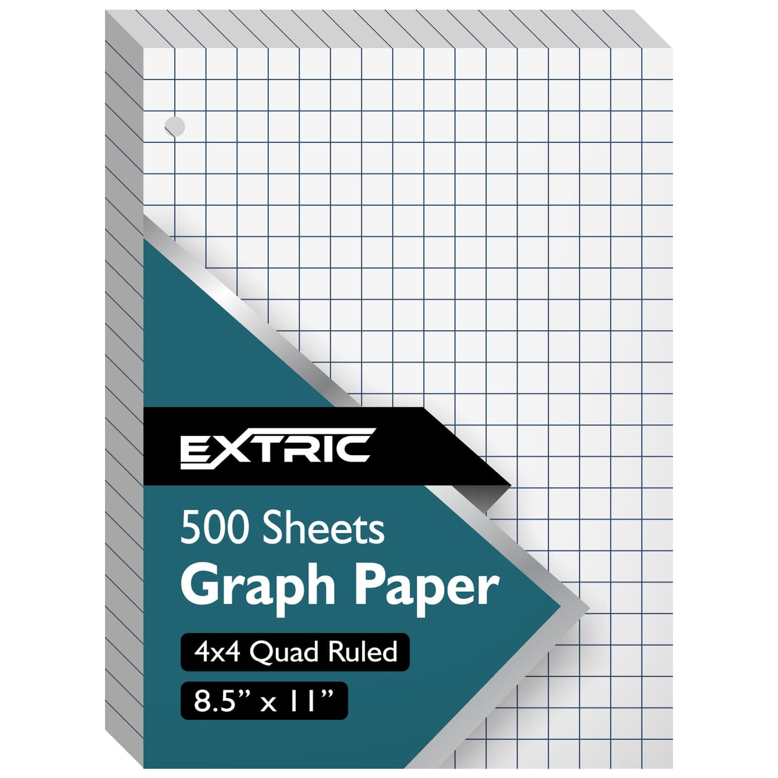 Graph Paper, Loose Leaf Graph Paper 500 Pack - 4x4 Inch Quad Ruled Grid Papers, Engineering Papers 8.5x11 with 3 Hole Punches