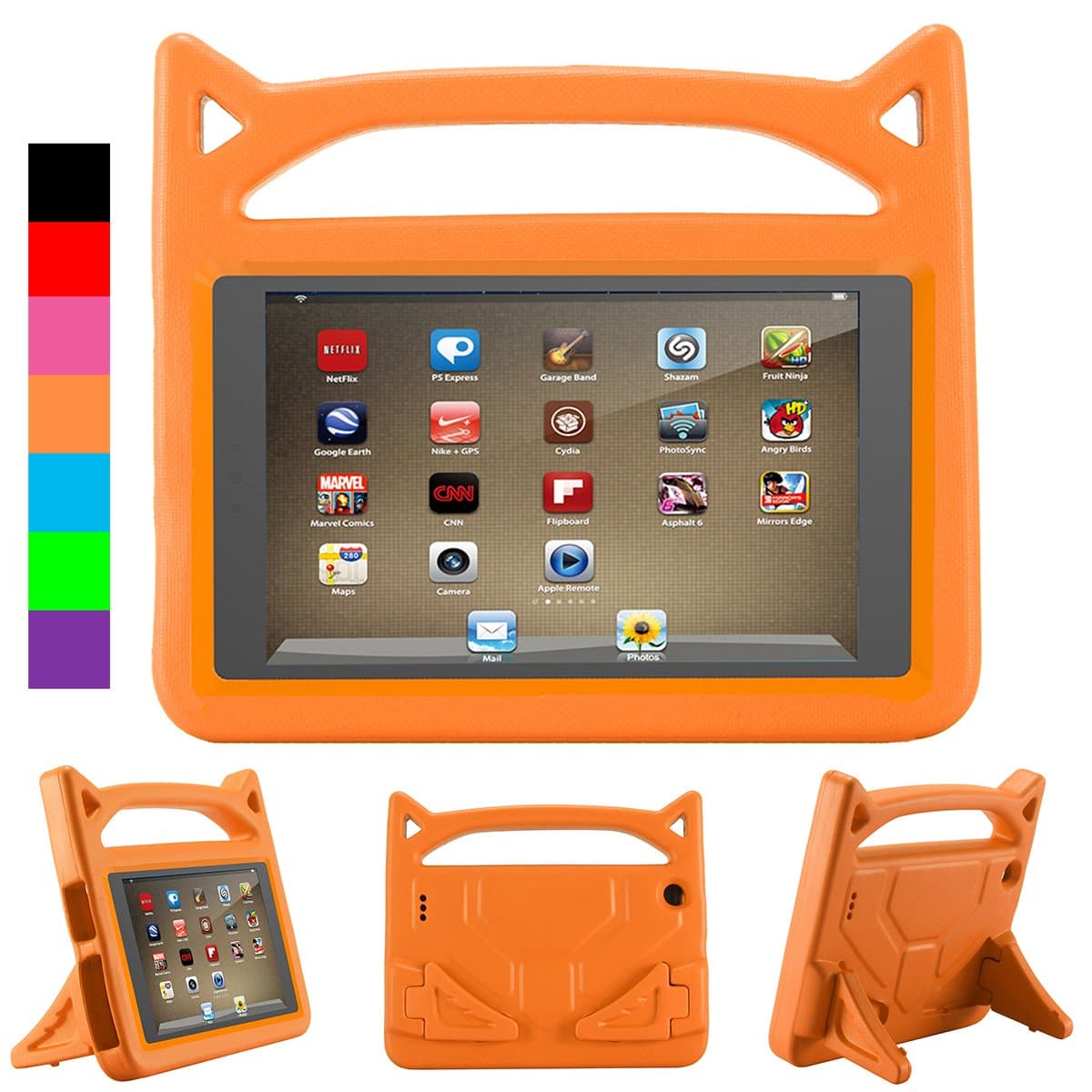 Fire 7 2017 Case, Fire 7 2015 Case,ANTIKE Light Weight Shock Proof Handle Kids Friendly Convertible Stand Kids Case for Fire 7 inch Display Tablet (2017 Release & 2015 Release) (Orange)