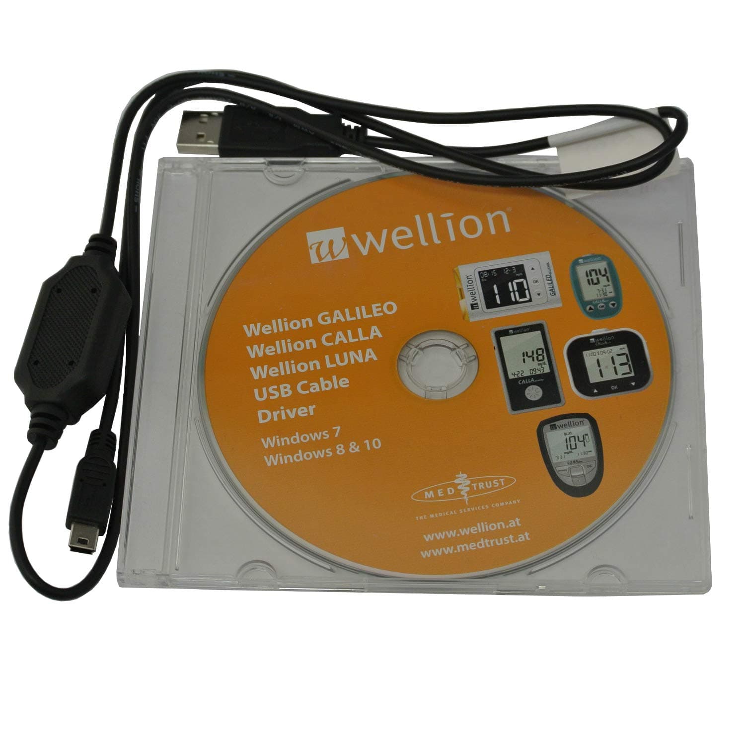 Wellion USB Management Data Cable + Software CD for use with Wellion Galileo, Wellion Calla and Wellion Luna