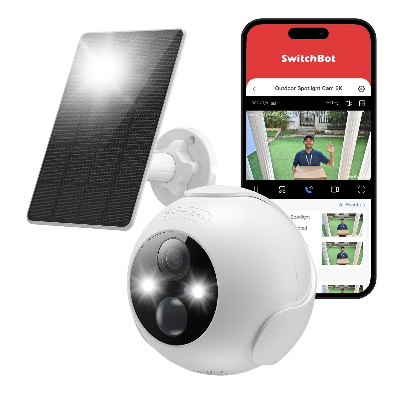 Wireless Security Camera Kit, 2K Outdoor Camera with Solar Panel, Uninterrupted Surveillance for Home Security, Color Night Vision, AI Human/Pet Motion Detection, Works with Alexa, WiFi 2.4G