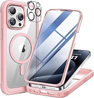 Miracase Magnetic iPhone 15 Pro Case [MagSafe Compatible] Full Body Phone Case with Built-in Glass Screen Protector and Camera Protector, Military Drop Proof Case